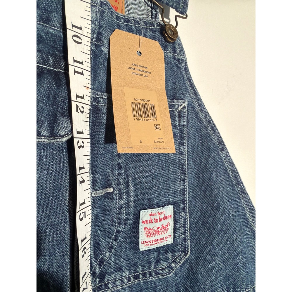 Levi's SilverTab Baggy Denim Overalls Men's 34x30 NWT Medium Wash - Picture 2 of 7